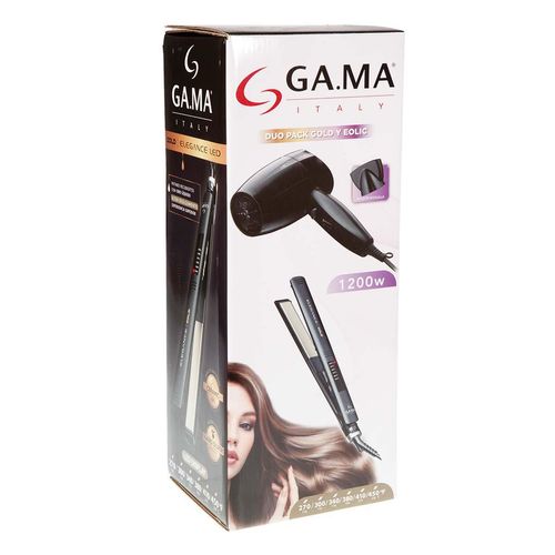Combo Gama Italy Alaciadora y Secadora  Gold Y Eolic 1200W 1 Pieza