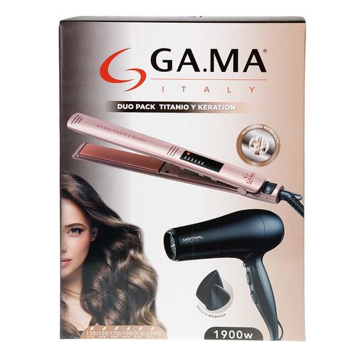 Combo Gama Italy Alaciadora y Secadora de 
Cabello Titanio y Keration 1900W