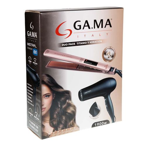 Combo Gama Italy Alaciadora y Secadora de 
Cabello Titanio y Keration 1900W