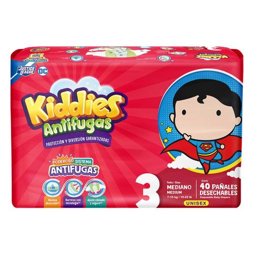 Pañales Kiddies Antifugas Talla 3 Mediano 40 pañales