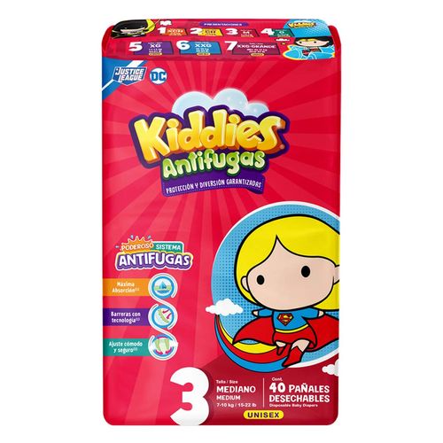 Pañales Kiddies Antifugas Talla 3 Mediano 40 pañales