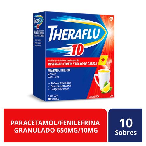 Theraflu TD Té Antigripal Resfriado Común 10 Sobres