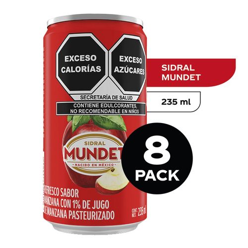 Refresco Sabor Manzana Sidral Mundet 235ml 8 Pack
