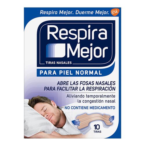 Tiras Nasales Respira Mejor para Piel Normal Caja con 10 Tiras
