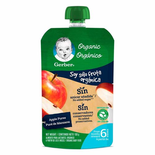 Papilla Gerber Orgánico Pouch Etapa 2 Manzana 100g