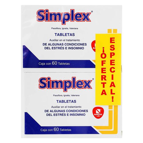 Tabletas Simplex Duopack Caja con 60 Tabletas c/u