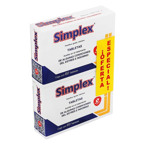 Tabletas Simplex Duopack Caja con 60 Tabletas c/u