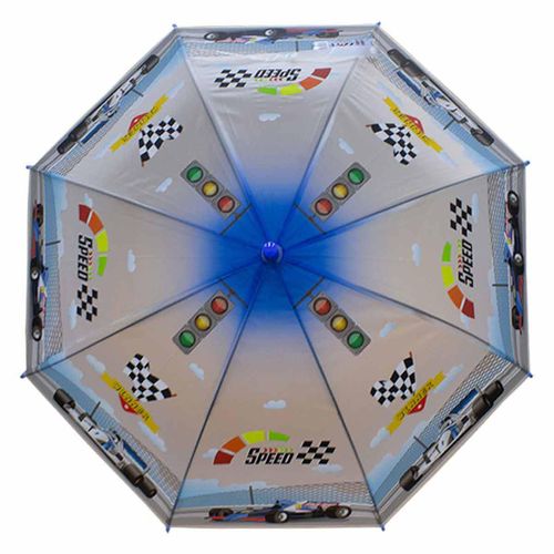 Paraguas Infantil Importadora La Merced con Silbato Incluído Diseño Carritos Mod. 4