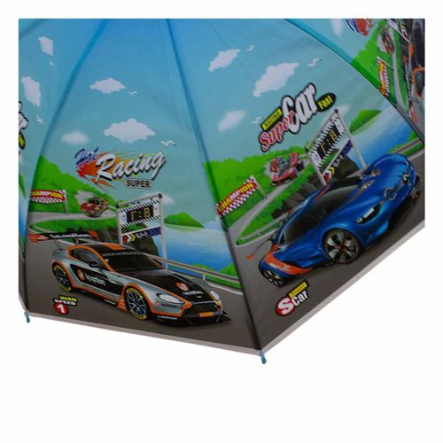 Paraguas Infantil Importadora La Merced con Silbato Incluído Diseño Carritos Mod. 5