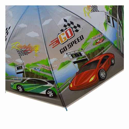 Paraguas Infantil Importadora La Merced con Silbato Incluído Diseño Carritos Mod. 6