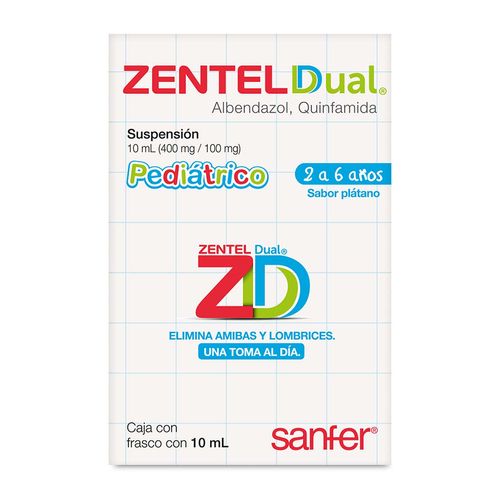 Suspensión Infantil Zentel Dual Sabor Plátano de 7 a 11 Años Frasco con 20ml