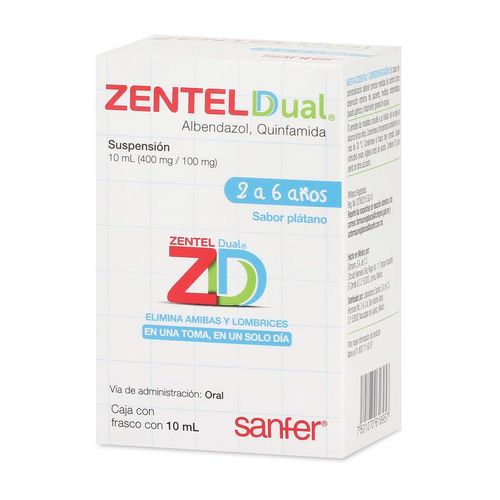 Suspensión Infantil Zentel Dual Sabor Plátano de 7 a 11 Años Frasco con 20ml