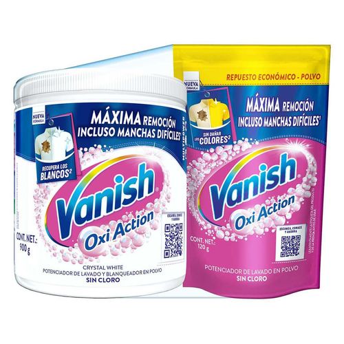 Quitamanchas en Polvo Vanish para Ropa Blanca 900g + Ropa de Color 120g