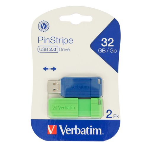 Memoria Verbatim USB 32GB PinStripe Pack con 2 piezas