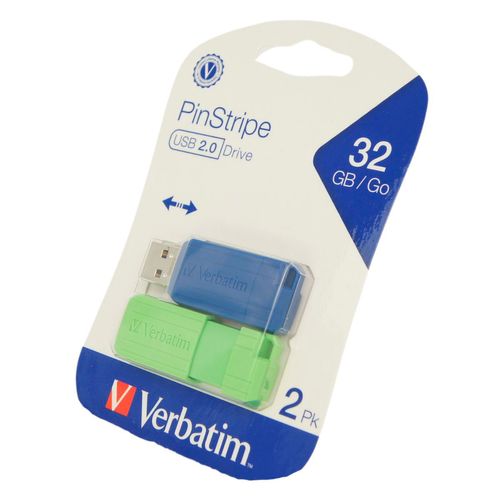Memoria Verbatim USB 32GB PinStripe Pack con 2 piezas