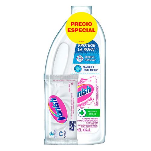 Quitamanchas Líquido Vanish para Ropa Blanca 435ml + Barra Ropa Blanca 68g