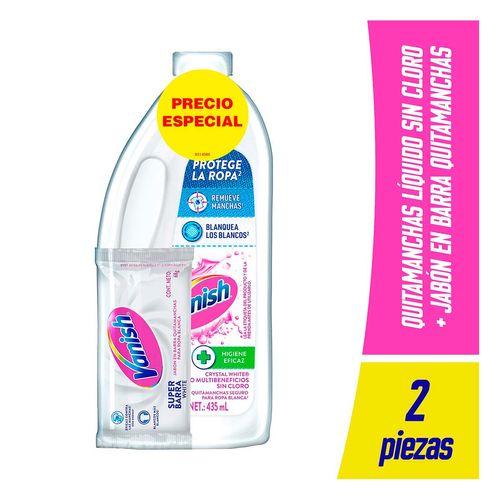 Quitamanchas Líquido Vanish para Ropa Blanca 435ml + Barra Ropa Blanca 68g