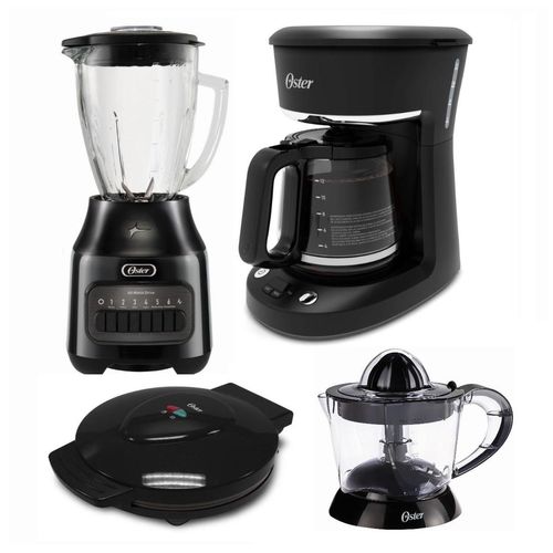 Combo Oster Licuadora Cafetera Parilla Multiuso Exprimidor Negro