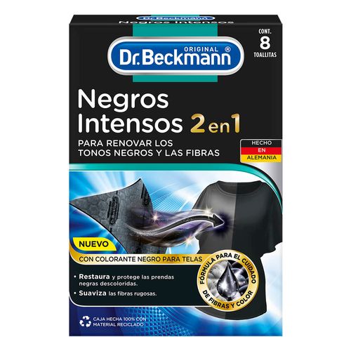 Toallas Restauradoras de Color Dr Beckmann con Colorante Negro 8 Piezas