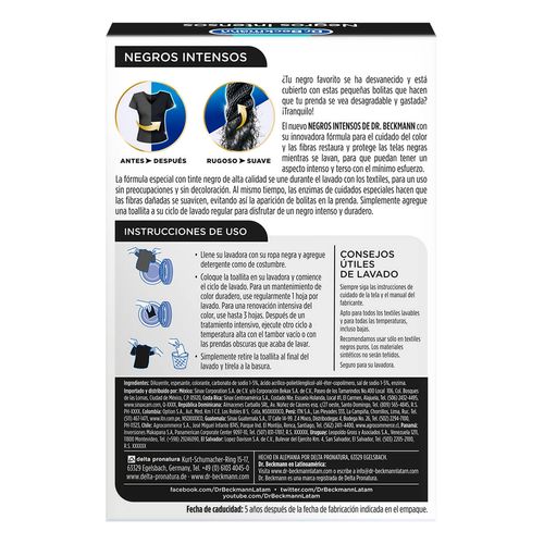 Toallas Restauradoras de Color Dr Beckmann con Colorante Negro 8 Piezas
