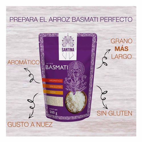 Arroz Gourmet Basmati Santina Cultivado al Pie del Himalaya 500g