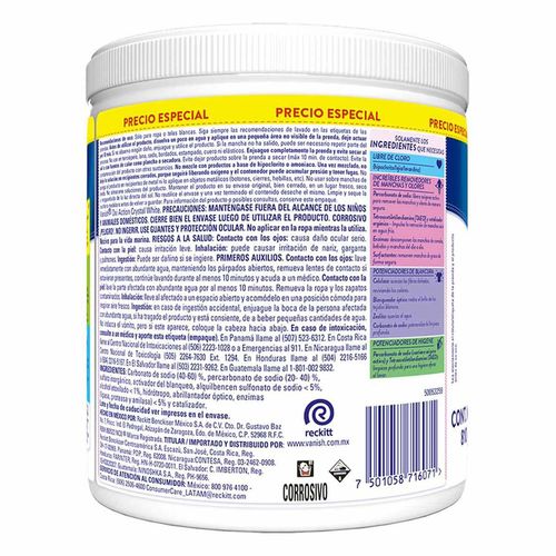 Quitamanchas en Polvo Vanish Crystal White para Ropa Blanca 810g