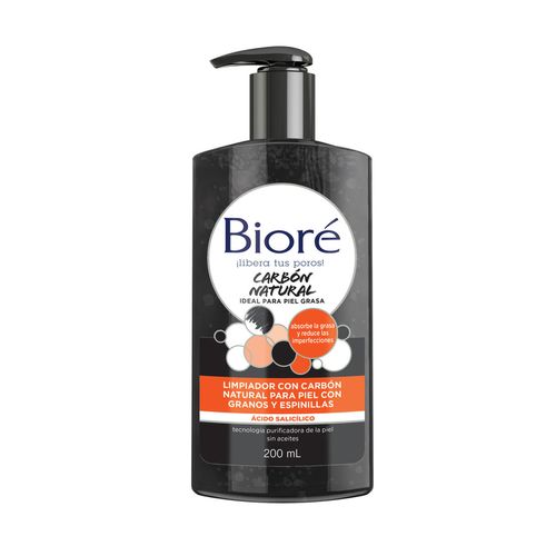 Limpiador Facial Bioré Carbón Natural para Granos y Espinillas 200ml