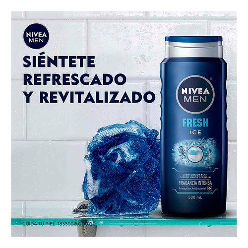 Jabón Corporal líquido NIVEA MEN 3 en 1 Fresh Ice 500ml