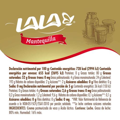 Mantequilla Lala sin Sal Barra 90g