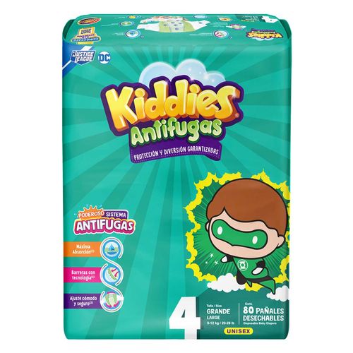 Pañales Kiddies Antifugas Talla 4 Grande 80 pañales