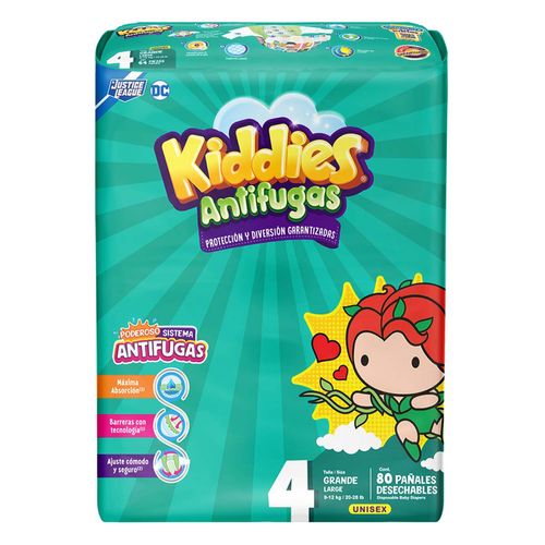 Pañales Kiddies Antifugas Talla 4 Grande 80 pañales
