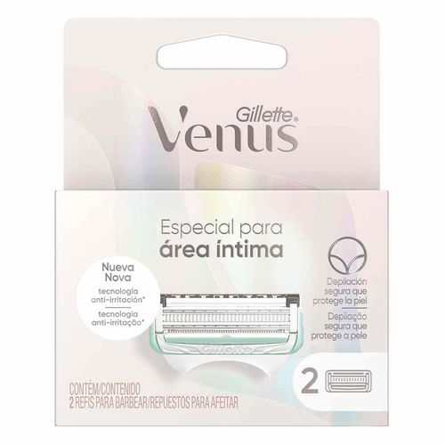 Cartucho Rastrillo Mujer Gillette Venus para Depilar Área Íntima 2 Unidades