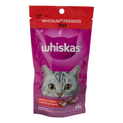 Premios Whiskas para Gatos Sabor Res 60g