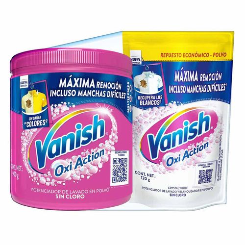 Quitamanchas en Polvo Vanish para Ropa de Color 900g + Ropa Blanca 120g