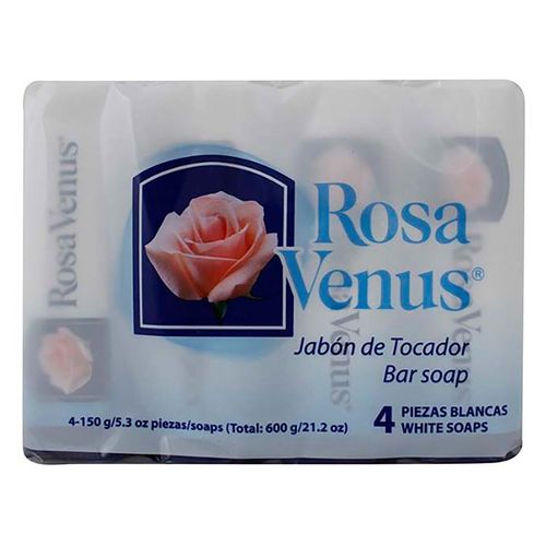 Jabón de Tocador Rosa Venus Multiempaque Blanco 4 Piezas de 150g