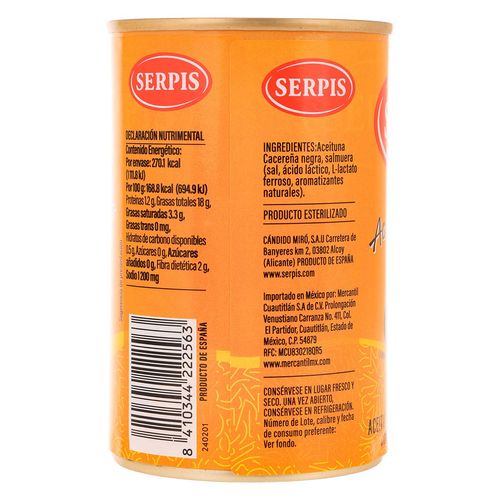 Aceituna Serpis Negra con Hueso 300g