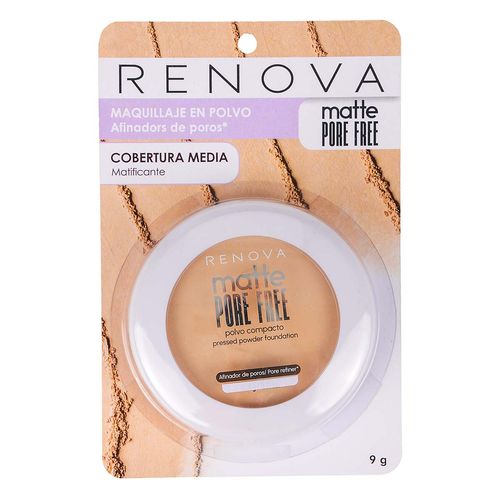 Maquillaje en Polvo Renova Matte Pore Free Beige Claro