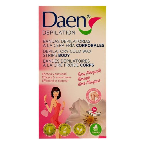 Bandas Depiladoras Corporales Daen Rosa Mosqueta 16 Unidades