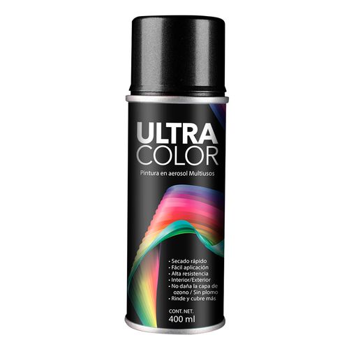 Pintura en Aerosol UltraColor Color Negro Brillante 400ml
