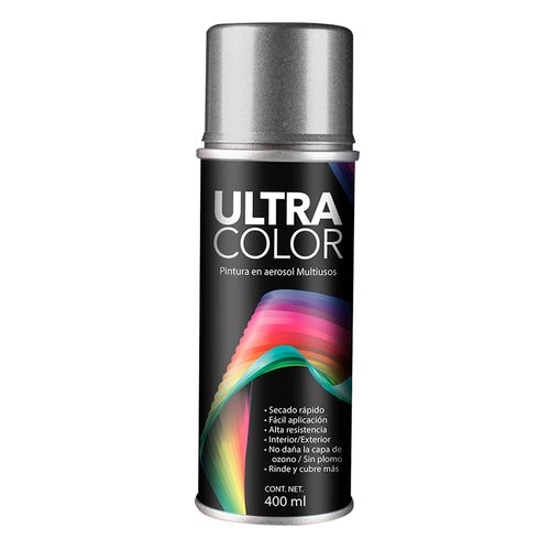 Pintura en Aerosol UltraColor Color Gris Brillante 400ml