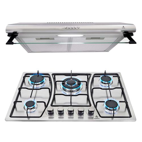 Combo Supra Pizzo Parrilla a Gas Empotrable con 5 Quemadores y Campana Básica