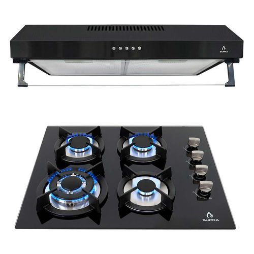 Combo Supra Forli Parrilla 4 Quemadores y Campana Negra 60 Cm