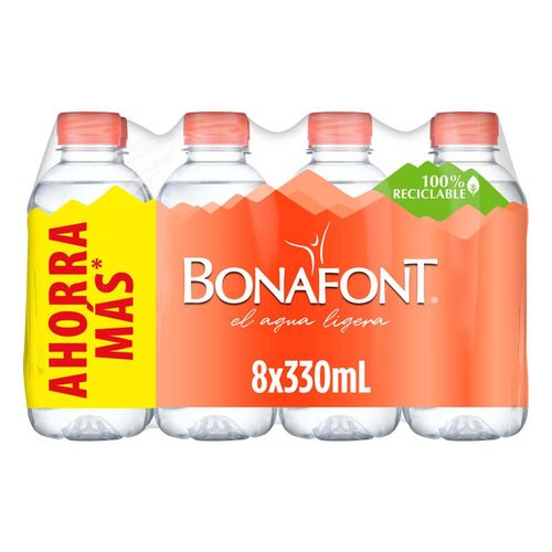 Agua Natural Bonafont 8 piezas de 330ml