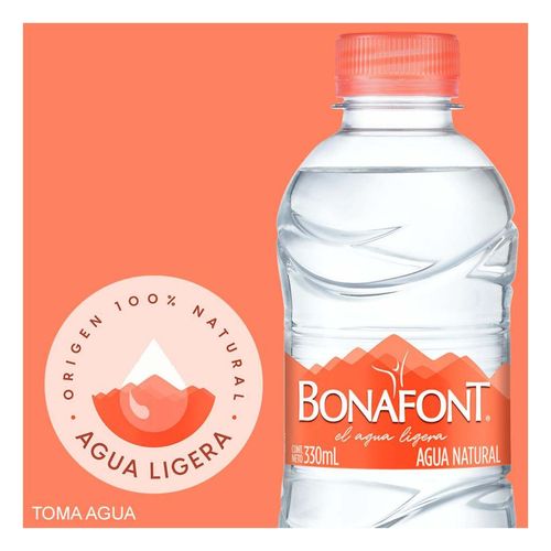 Agua Natural Bonafont 8 piezas de 330ml
