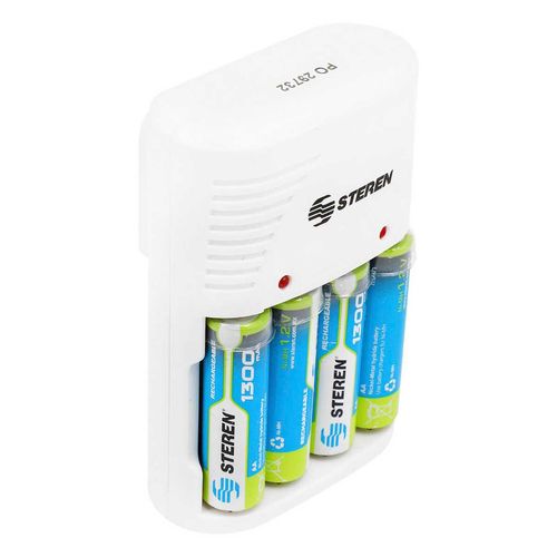 Cargador de Pilas Steren con 4 Baterías AA CRG-020