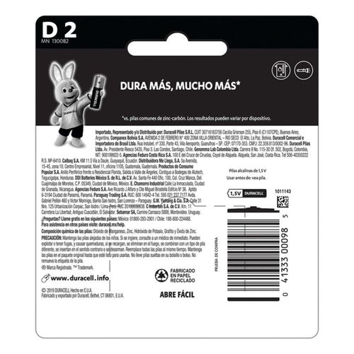 Duracell Pilas Alcalinas D con 2 Piezas