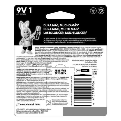 Duracell Pila Alcalina 9V con 1 Pieza
