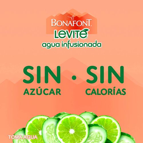 Agua Infusionada Bonafont Levité Con Toque Sabor Pepino Limón 1.4L Sin Azúcar