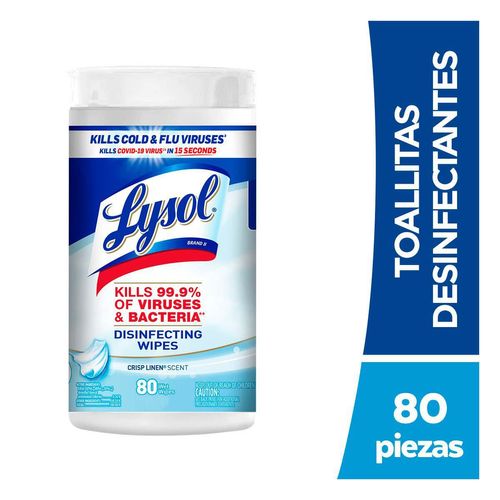Toallitas Desinfectantes Lysol de Superficies Ocean 80 Toallitas