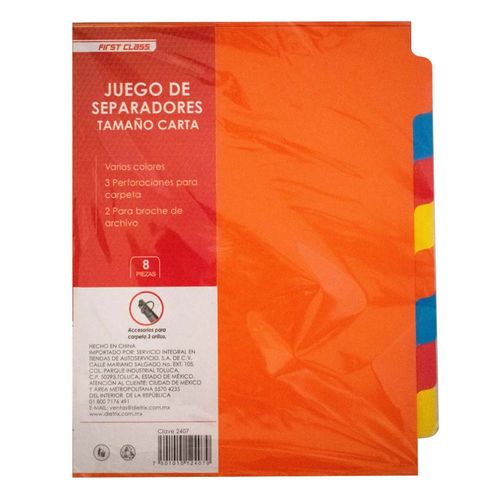 Juego de Separadores Colores Neon 8 Pieza Dietrix